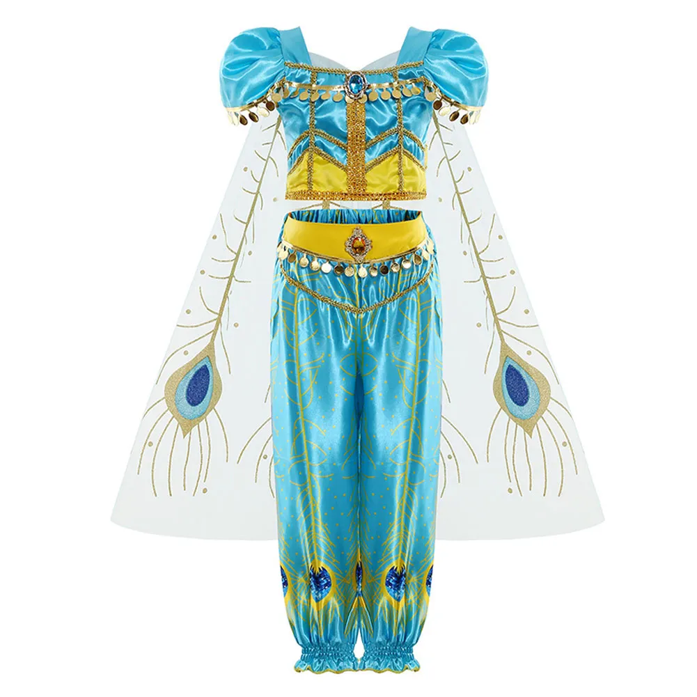 Aladdin Jasmine Kids Girls Cosplay Costume Outfits Halloween Carnival Suit