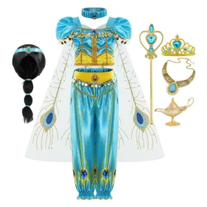 Aladdin Jasmine Kids Girls Cosplay Costume Outfits Halloween Carnival Suit