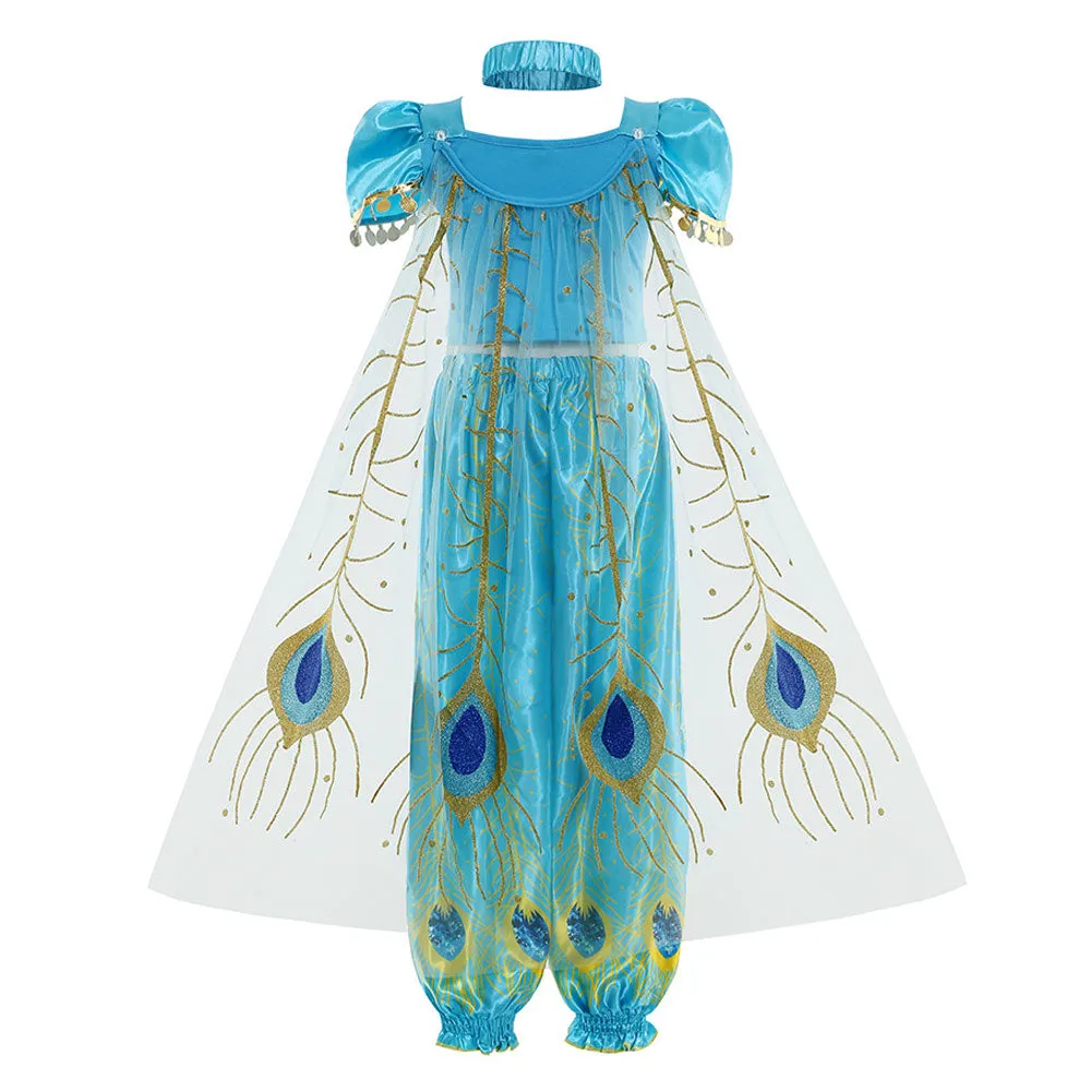 Aladdin Jasmine Kids Girls Cosplay Costume Outfits Halloween Carnival Suit