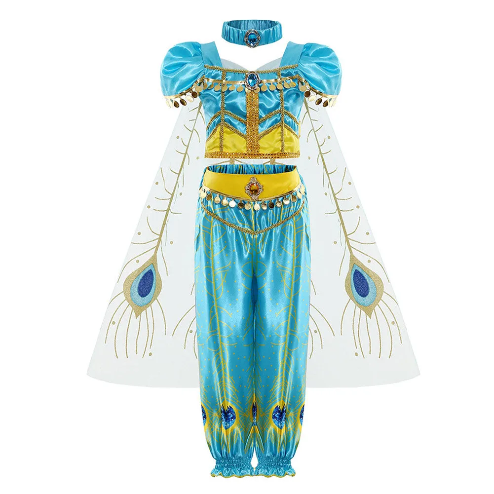 Aladdin Jasmine Kids Girls Cosplay Costume Outfits Halloween Carnival Suit