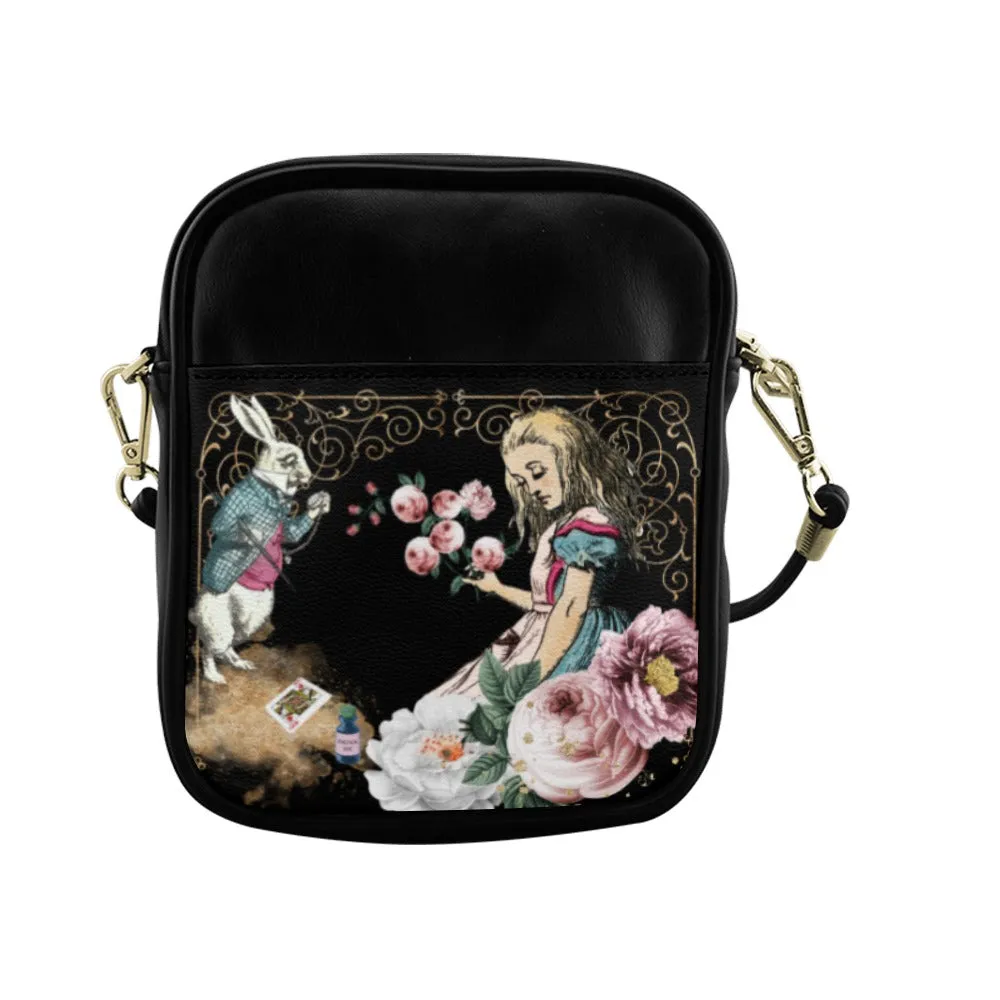 Alice In Wonderland Pink and Turquoise Mini Phone Purse, Crossbody Sling Bag