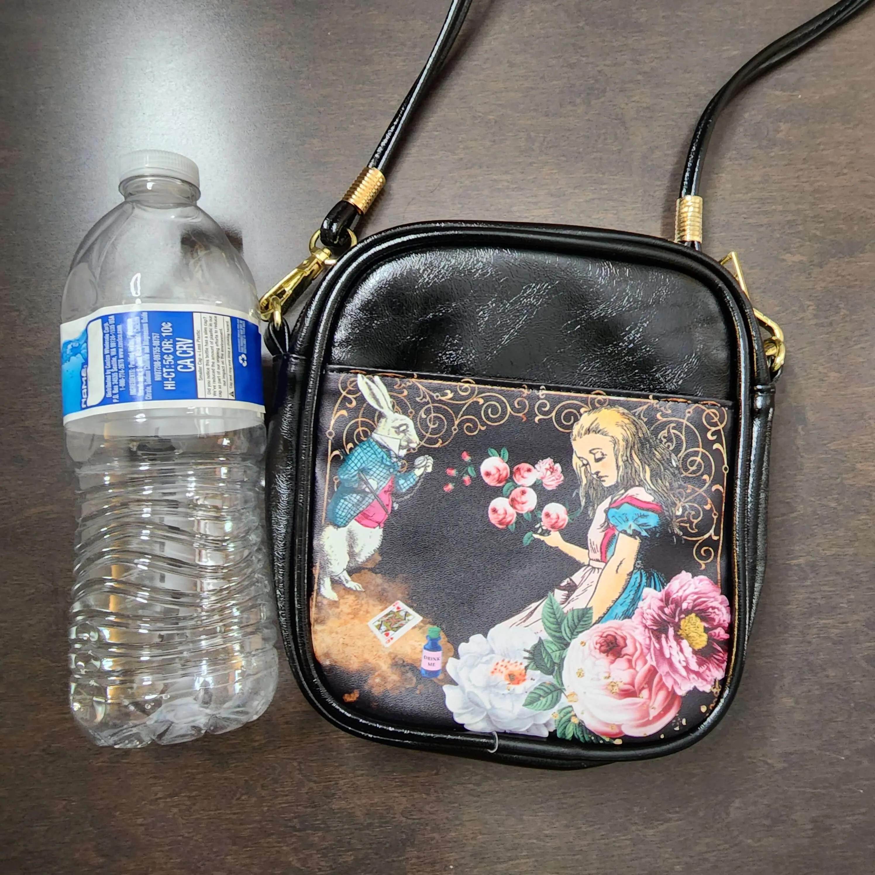 Alice In Wonderland Pink and Turquoise Mini Phone Purse, Crossbody Sling Bag