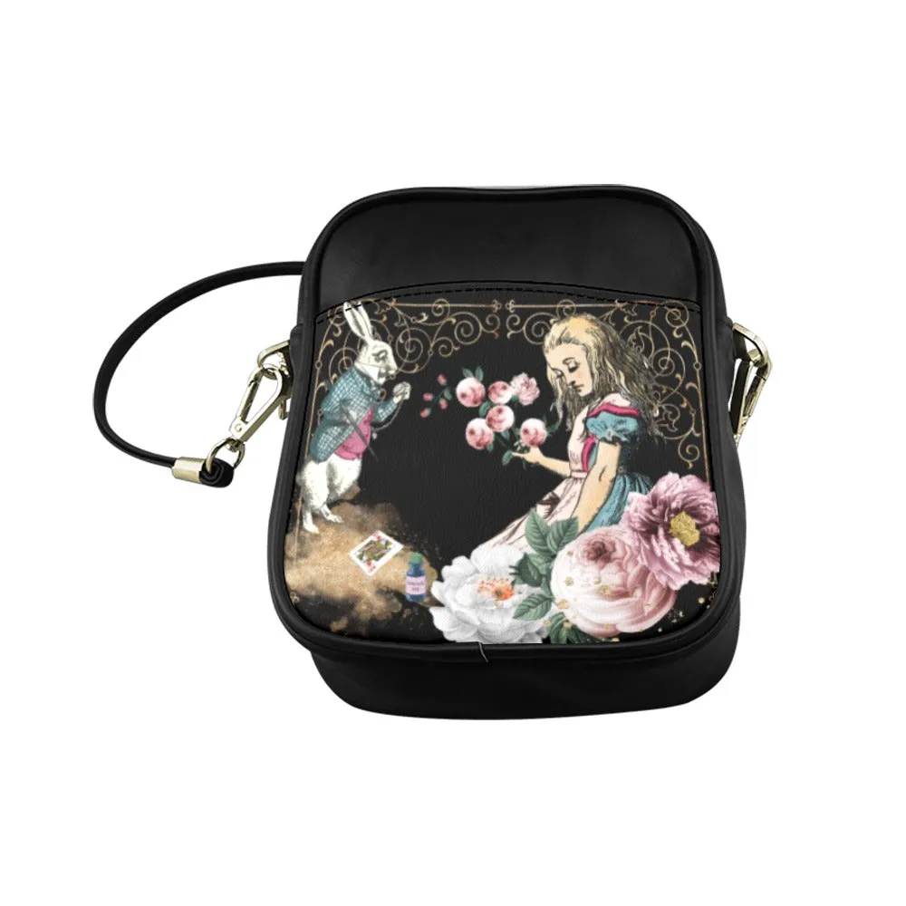 Alice In Wonderland Pink and Turquoise Mini Phone Purse, Crossbody Sling Bag