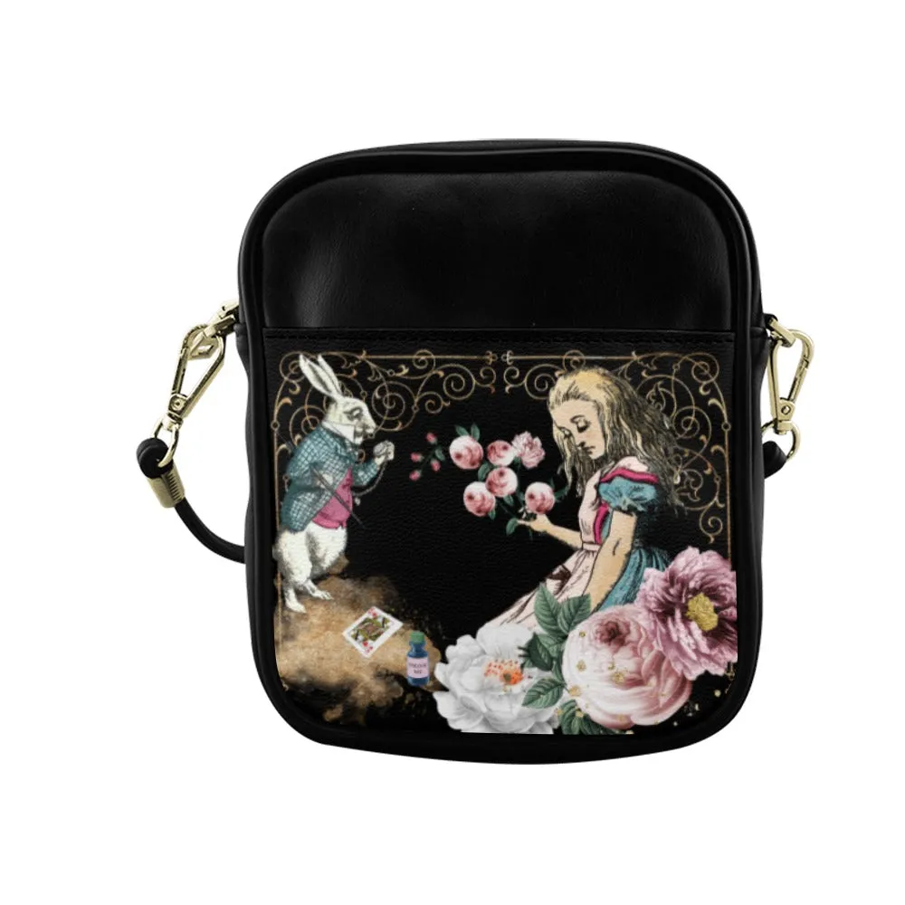 Alice In Wonderland Pink and Turquoise Mini Phone Purse, Crossbody Sling Bag