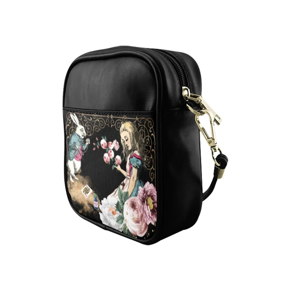 Alice In Wonderland Pink and Turquoise Mini Phone Purse, Crossbody Sling Bag