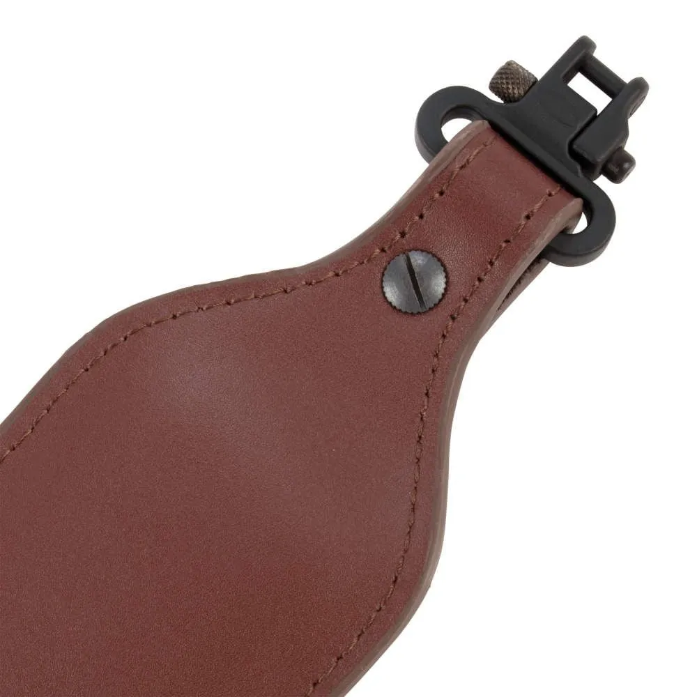 Allen Deer Head Padded Leather Rifle Sling with Swivels, Brown