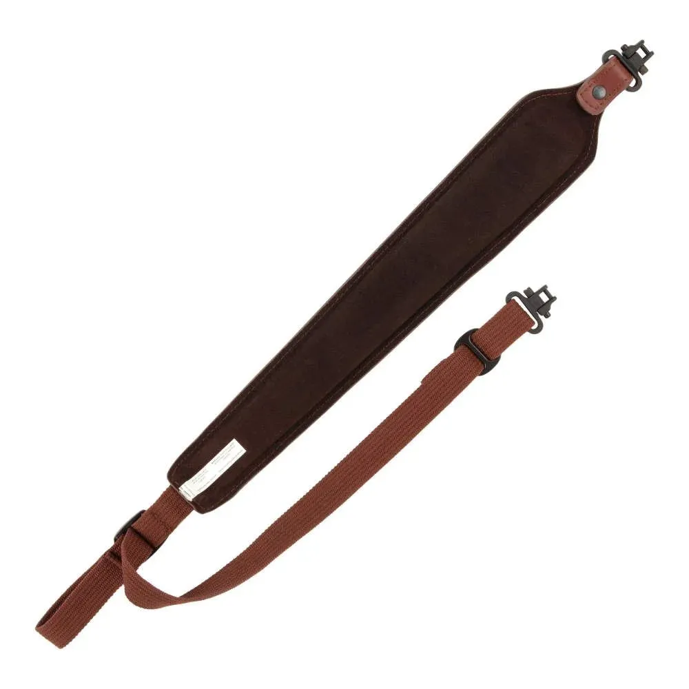 Allen Deer Head Padded Leather Rifle Sling with Swivels, Brown