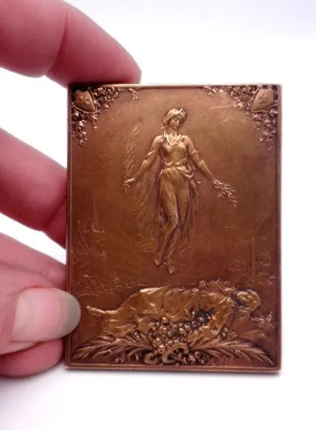 Antique French Bronze Plaque "Aux Dames de La Croix Rouge"