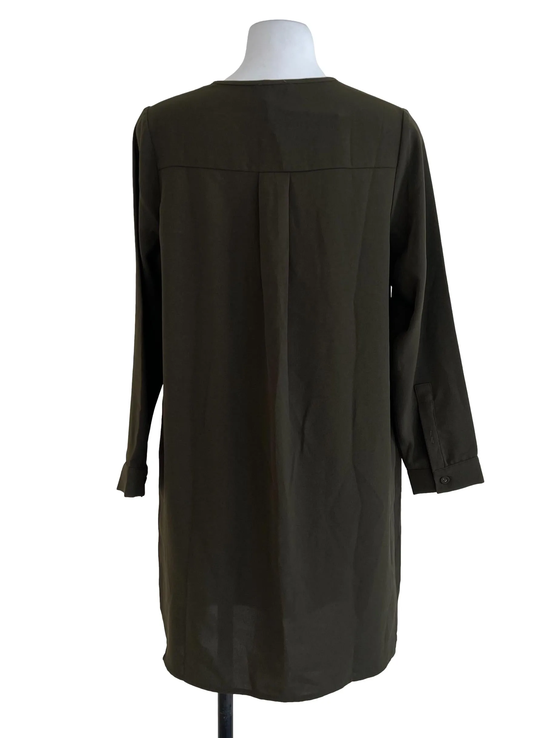 Army Green Long Sleeve Tunic Dress