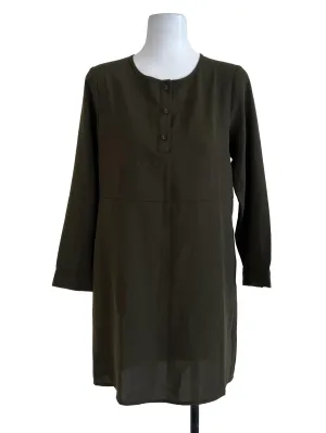 Army Green Long Sleeve Tunic Dress