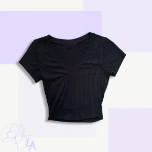 BAEsics : Short Sleeve V Neck Cropped