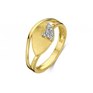 Bague avec motif feuille - Or Jaune et Blanc, Diamants (GR4762BB)