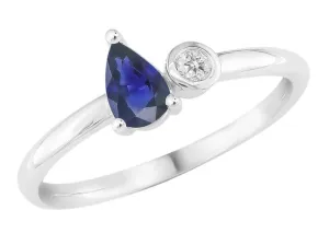 Bague avec motif - Or Blanc, Saphir bleu et diamant (J&A6735)