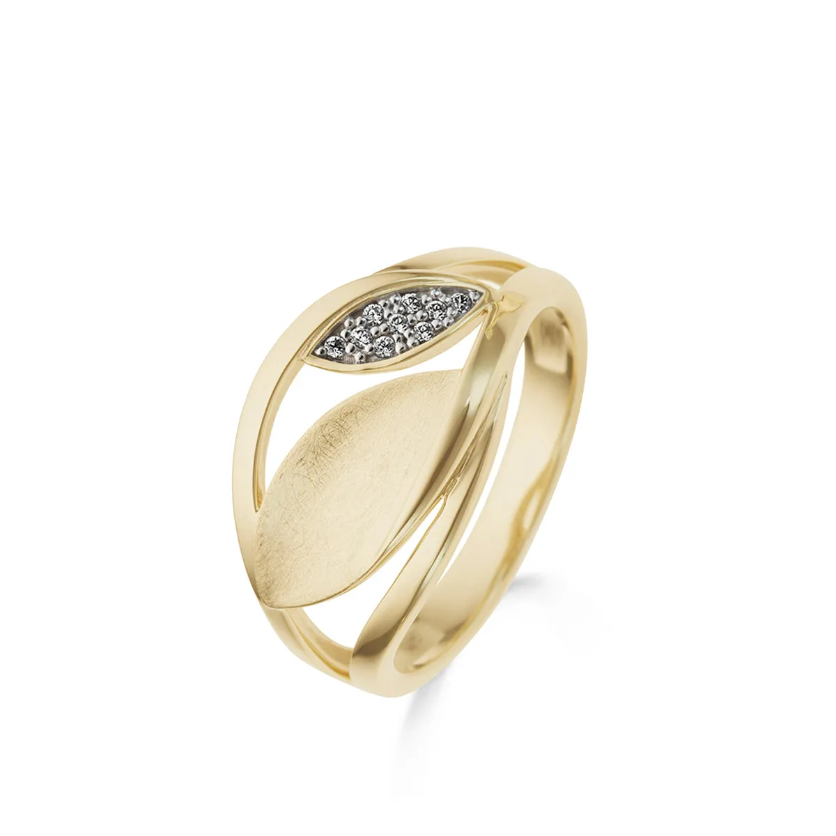 Bague avec motif - Or Jaune et Blanc, Diamants (067886A)