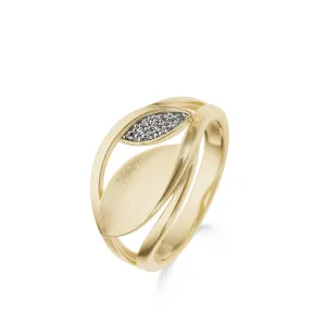 Bague avec motif - Or Jaune et Blanc, Diamants (067886A)