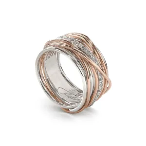 Bague Filodellavita -13 fils Or Rose 9k et Argent, Diamants (FAN13ARBT)