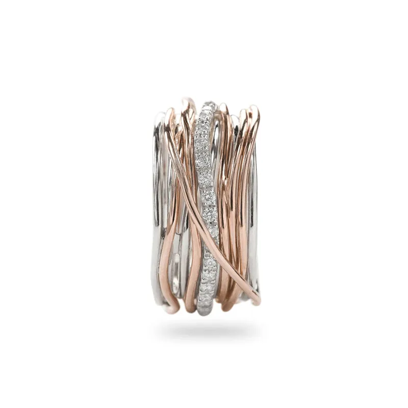Bague Filodellavita -13 fils Or Rose 9k et Argent, Diamants (FAN13ARBT)