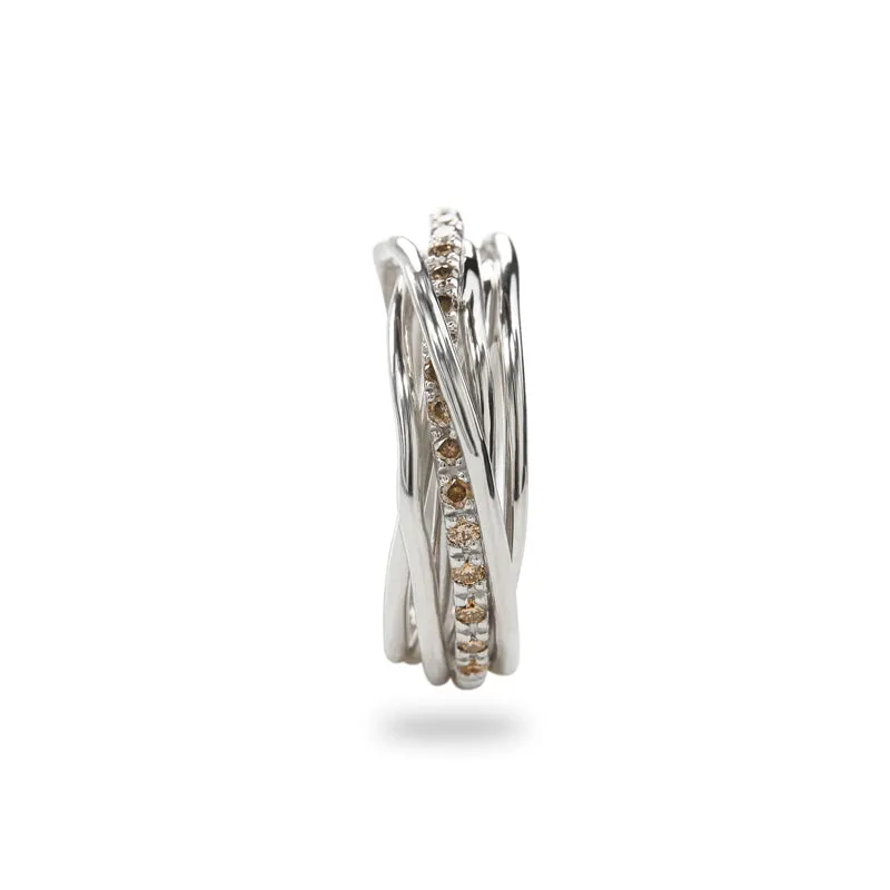 Bague Filodellavita -7 fils Argent, Diamants bruns (FAN7ABR)