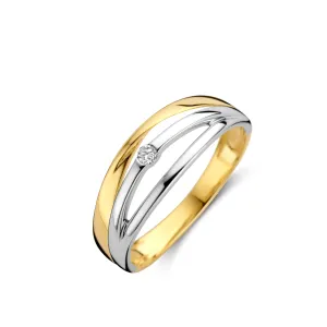 Bague multiples anneaux - Or Jaune et Blanc, Diamants (065613/A)