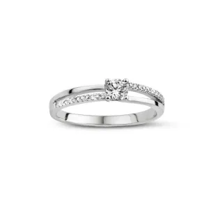 Bague solitaire accompagné - Or Blanc, Diamants (GR3580WB22)