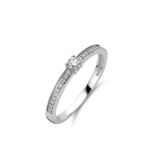 Bague solitaire - Or Blanc, Diamants (9A5428A)