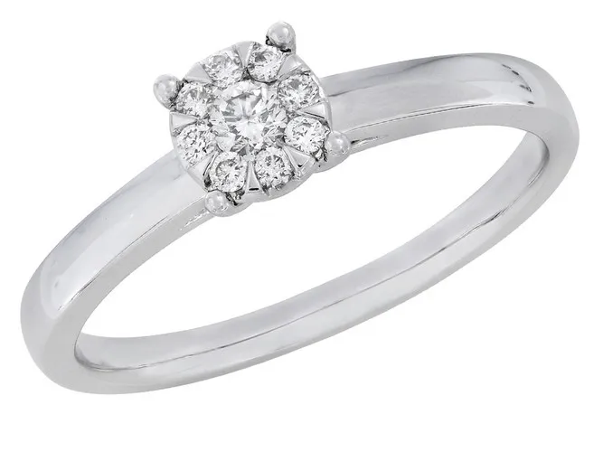 Bague solitaire - Or Blanc, Diamants (J&A5322)