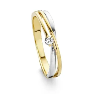 Bague solitaire - Or Jaune et blanc, Diamants (GR2787BB)