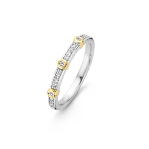Bague TI SENTO - Argent Bicolore Doré, Zircons (12149ZY)