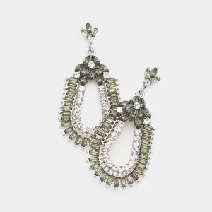 Baguette Cut Black Diamond Crystal Rhinestone Pageant Earrings | Prom Earrings | 593658