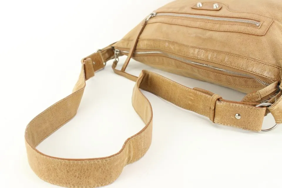 Balenciaga Brown Leather Classic the Day Hobo Messenger 14ba53s