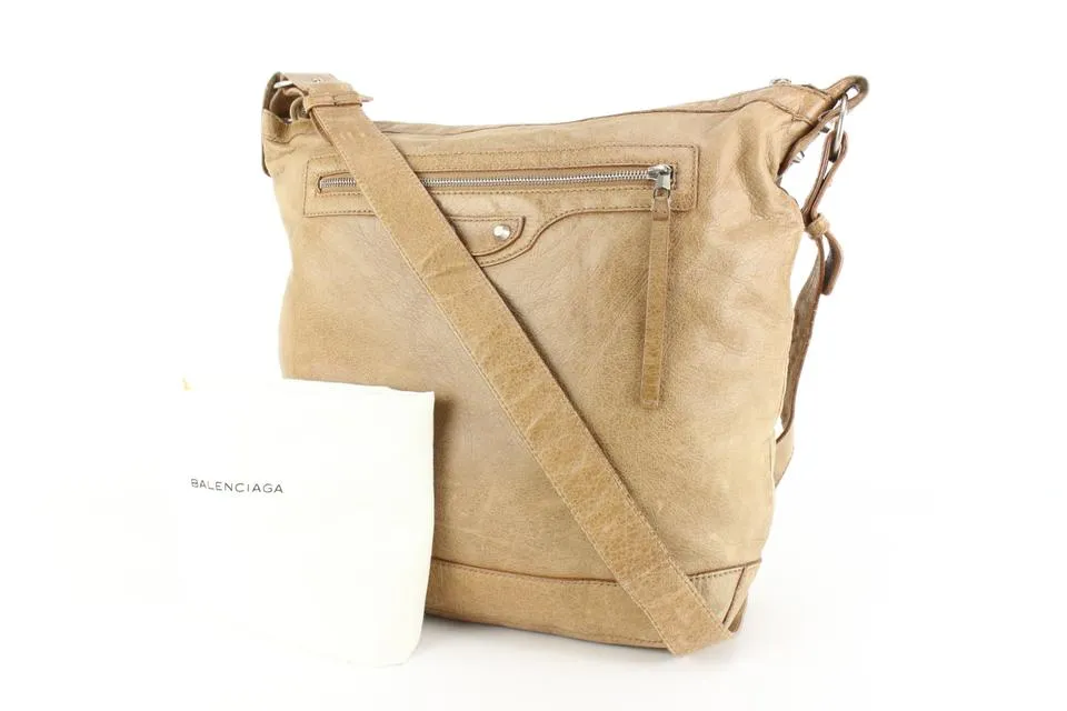 Balenciaga Brown Leather Classic the Day Hobo Messenger 14ba53s