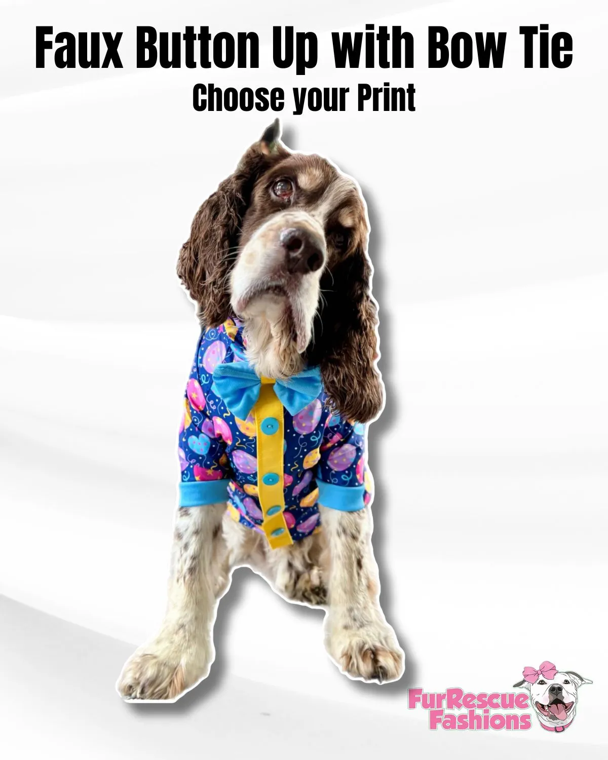 Ballon Pawty Faux Button Up Shirt with Bowtie - PAWjama with sleeves