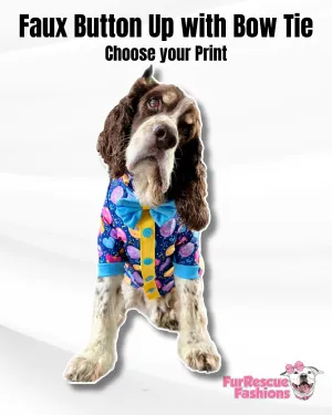 Ballon Pawty Faux Button Up Shirt with Bowtie - PAWjama with sleeves