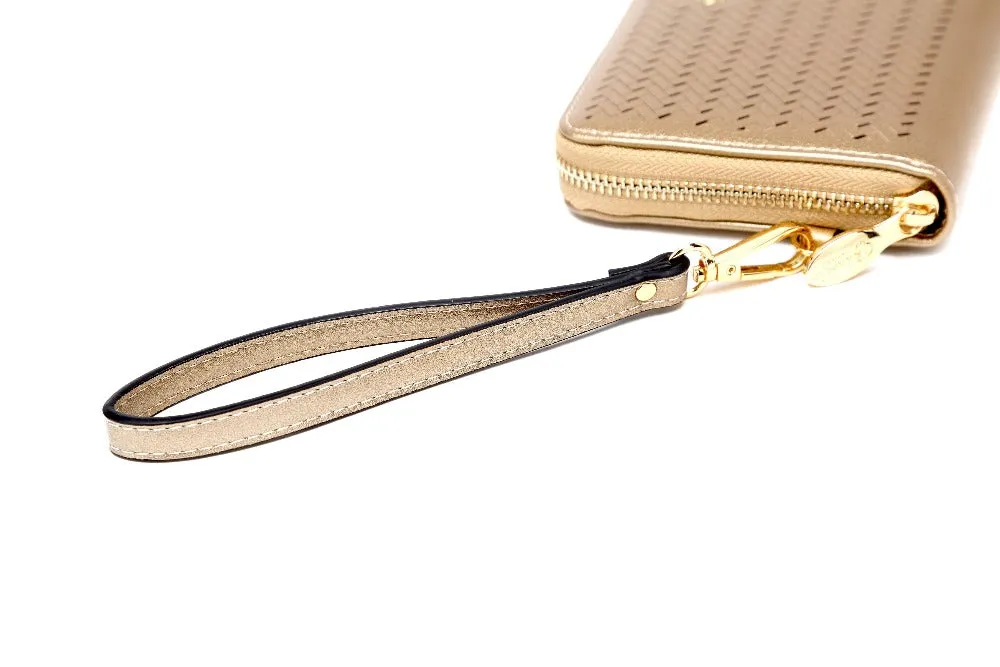 B.Angelo Woven Pattern Zip-Around Wristlet Wallet