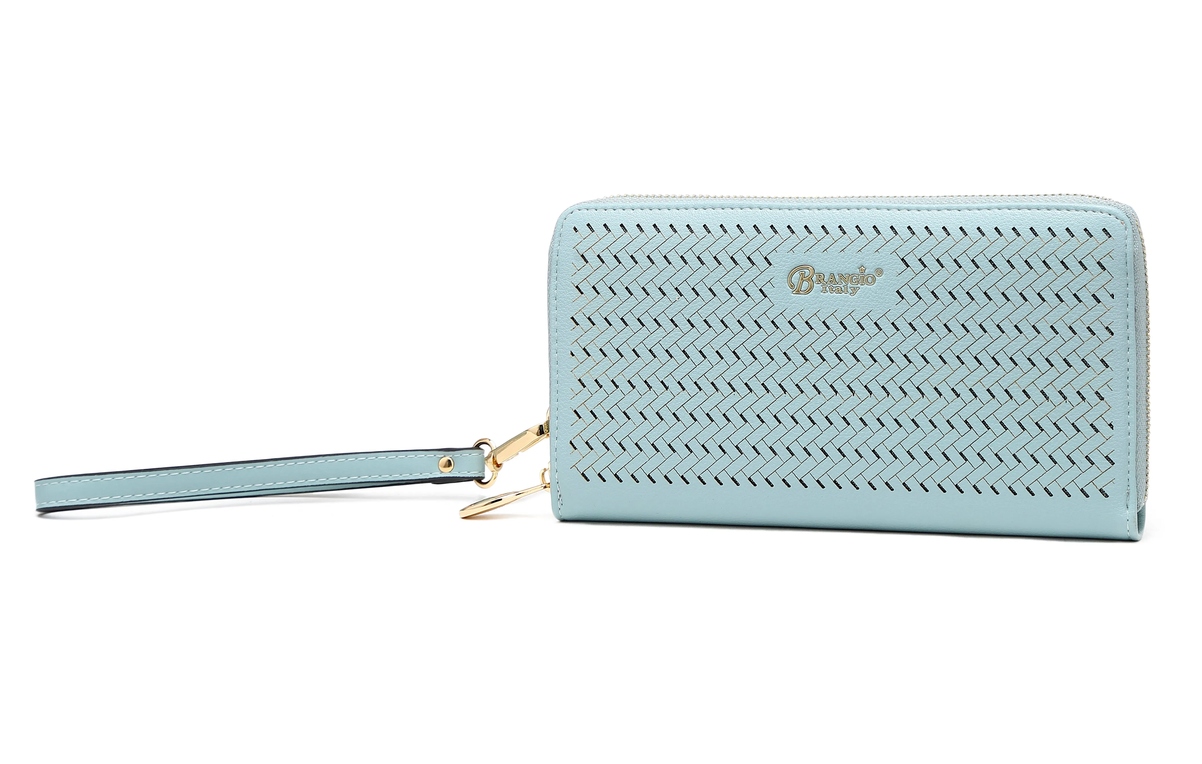 B.Angelo Woven Pattern Zip-Around Wristlet Wallet