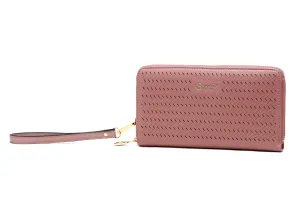 B.Angelo Woven Pattern Zip-Around Wristlet Wallet