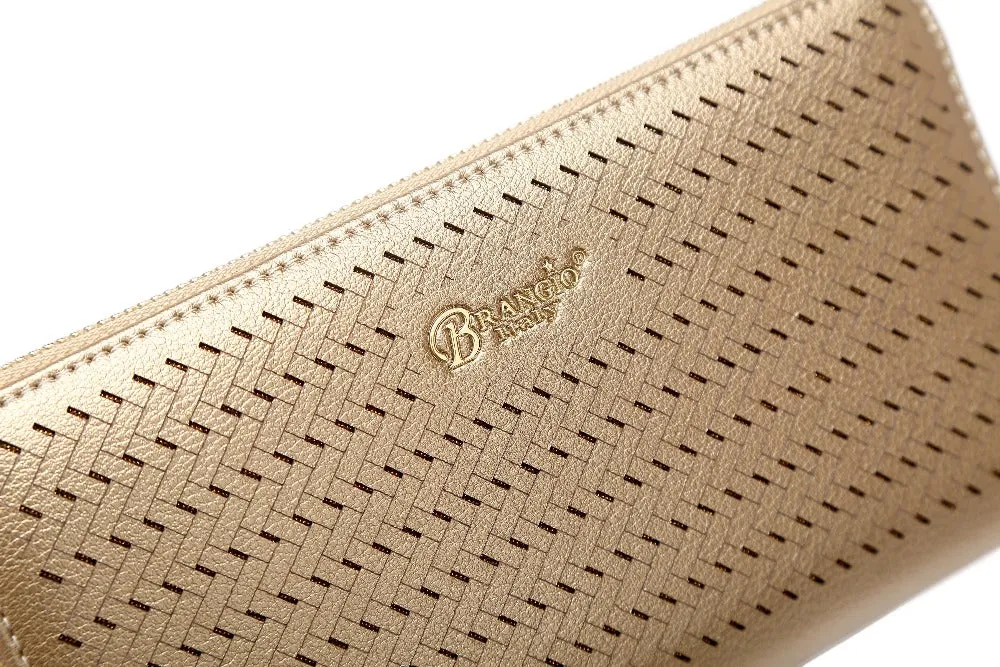 B.Angelo Woven Pattern Zip-Around Wristlet Wallet