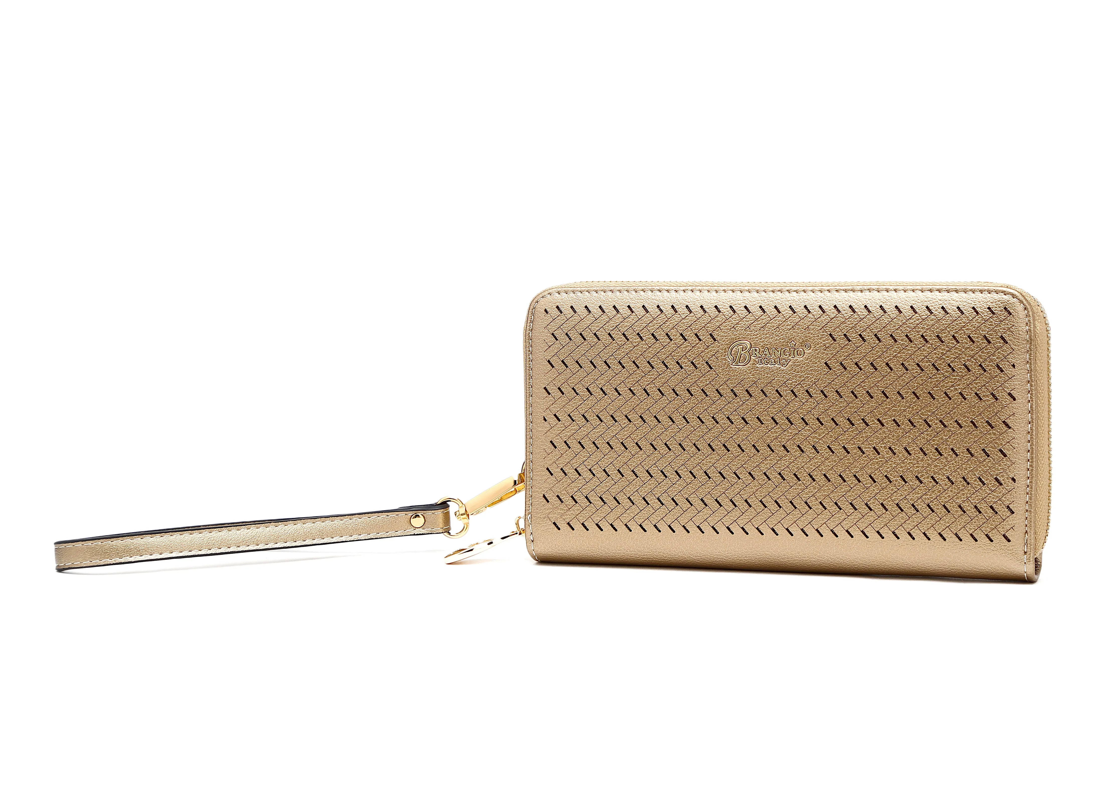 B.Angelo Woven Pattern Zip-Around Wristlet Wallet