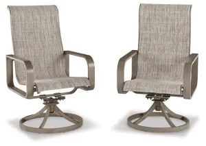 Beach Front Beige Sling Swivel Chair (Set of 2)