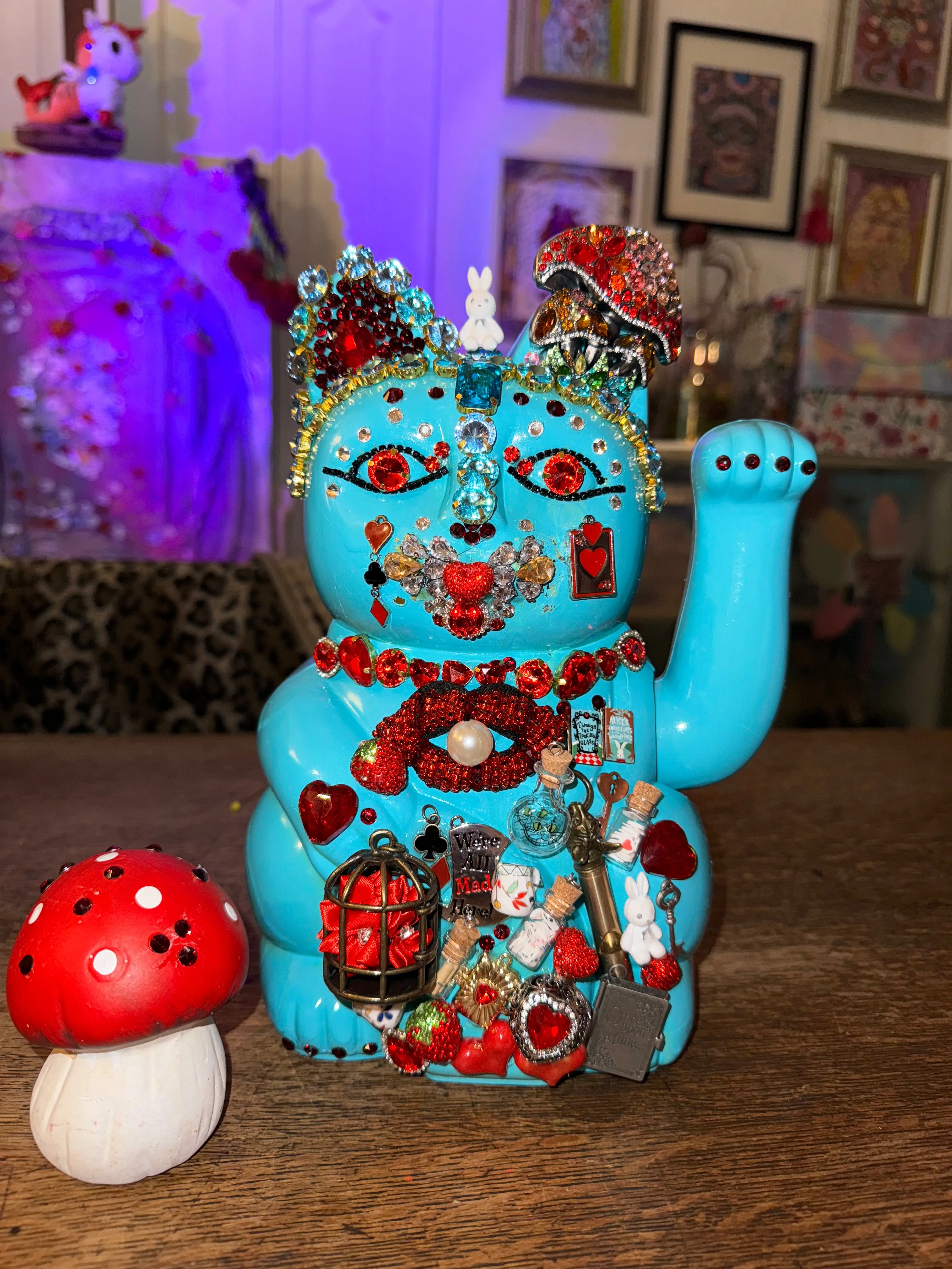 Bedazzled Maneki Nekos Alice in Wonderland Lucky Cat