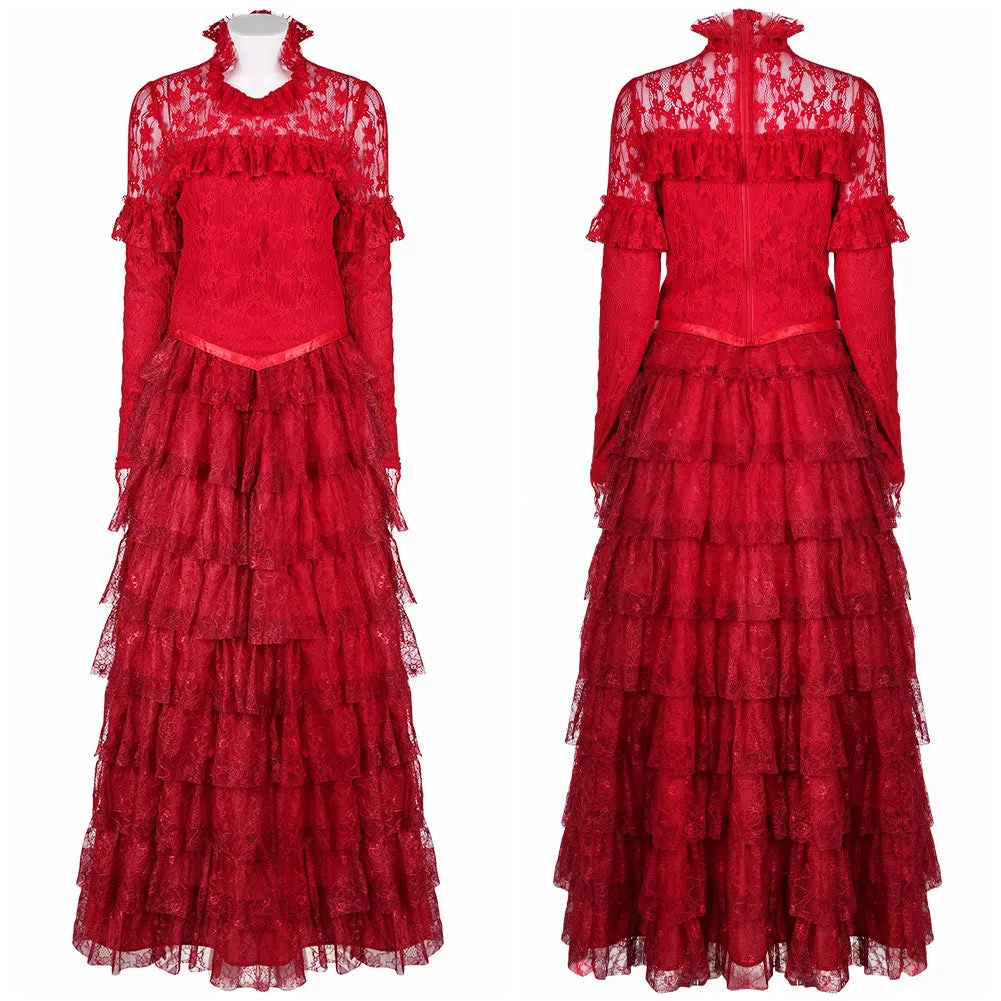 Beetlejuice Beetlejuice Lydia Deetz Red Dress Cosplay Costume Outfits Halloween Carnival Suit