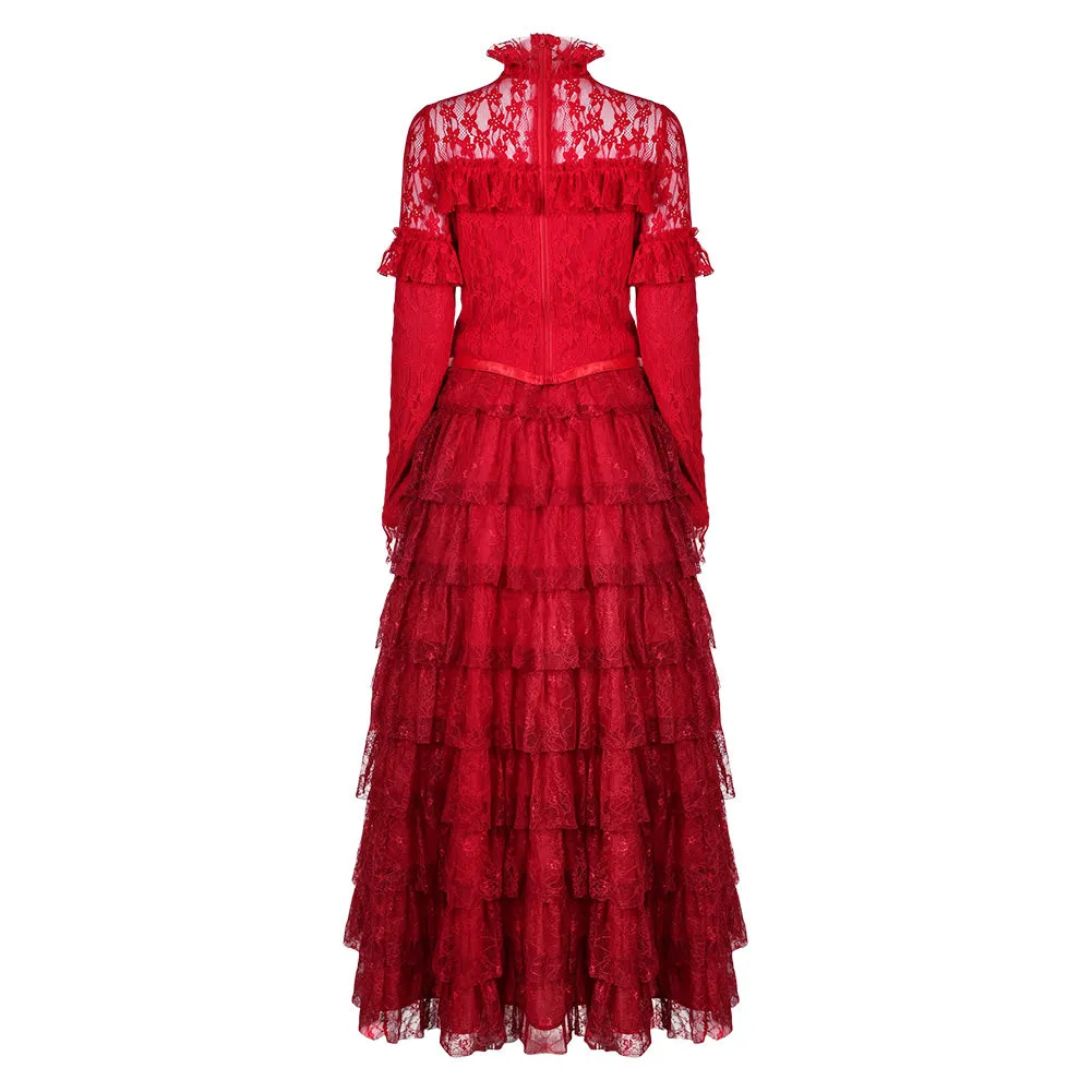 Beetlejuice Beetlejuice Lydia Deetz Red Dress Cosplay Costume Outfits Halloween Carnival Suit
