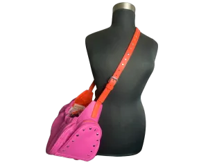 Bells Leather Sling Carrier with Stud Ornamentation & Side Zipper Pocket