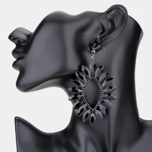 Black Marquise Stone Cluster Open Center Earrings | Pageant Earrings | 569329