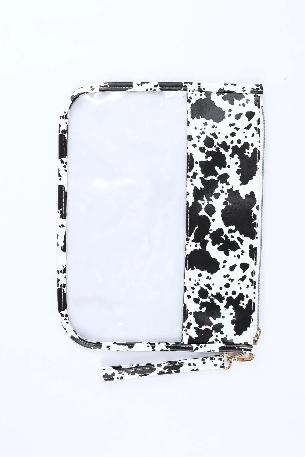 Black STUFF Animal Print Transparent Zipped Handbag