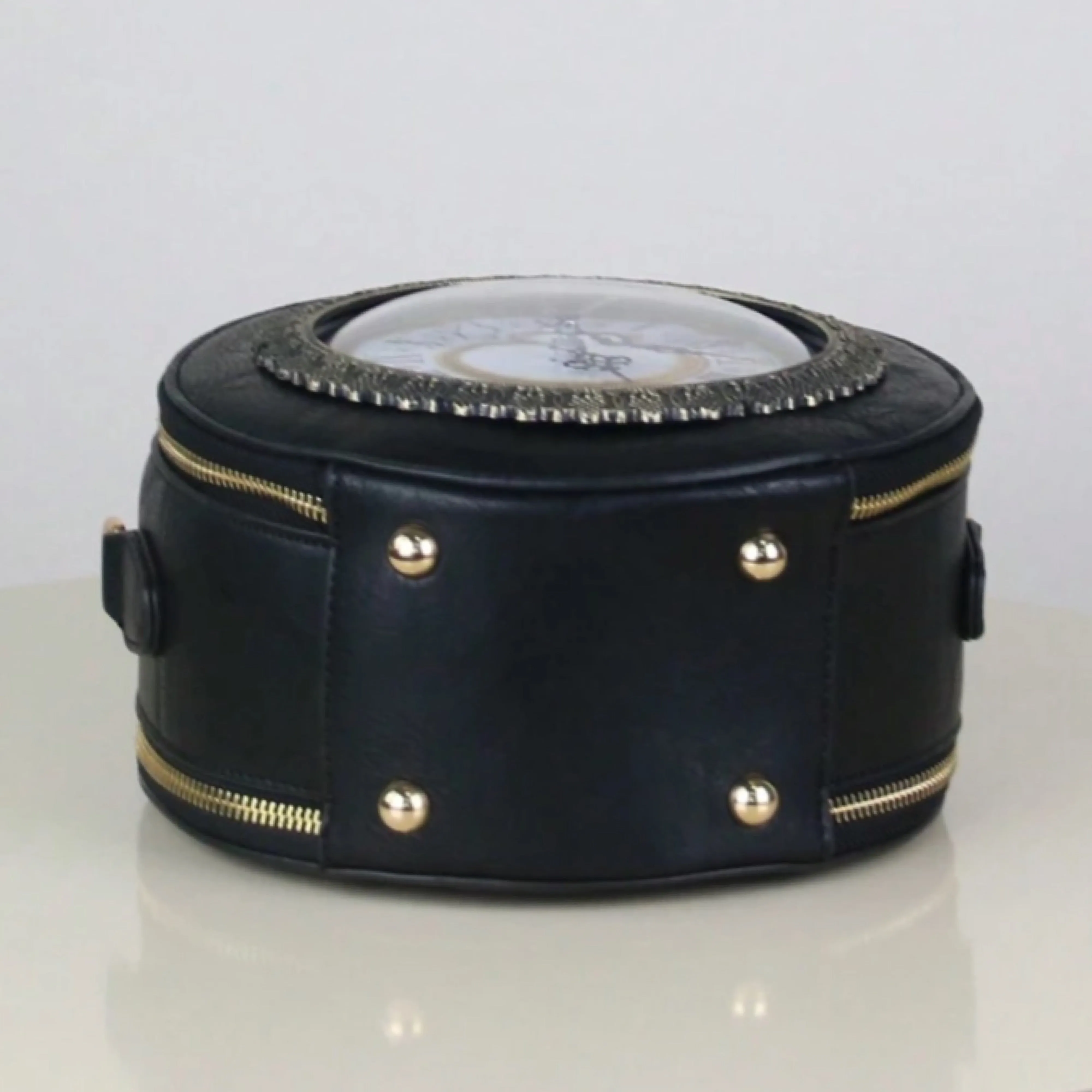 Black Vintage Clock Handbag