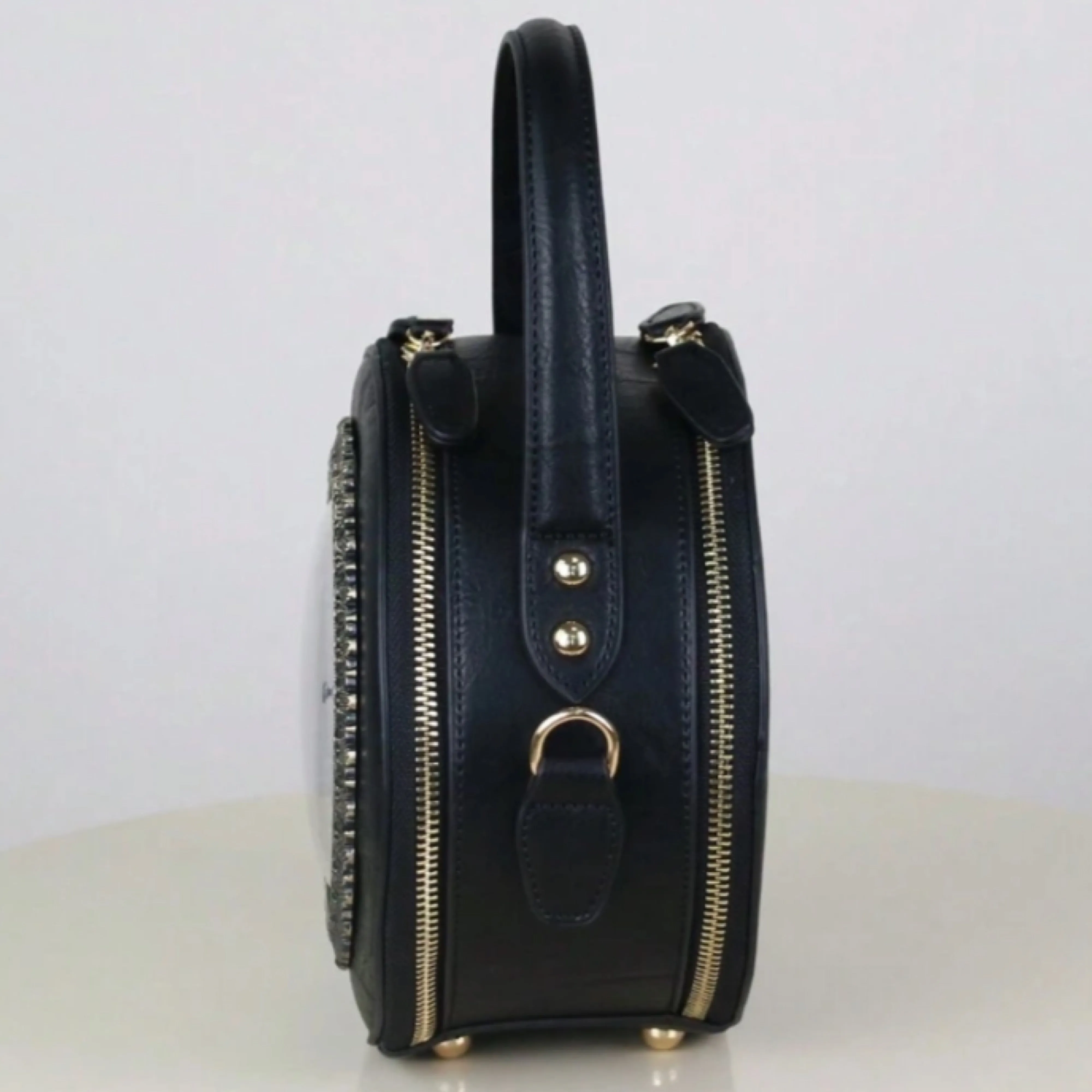 Black Vintage Clock Handbag