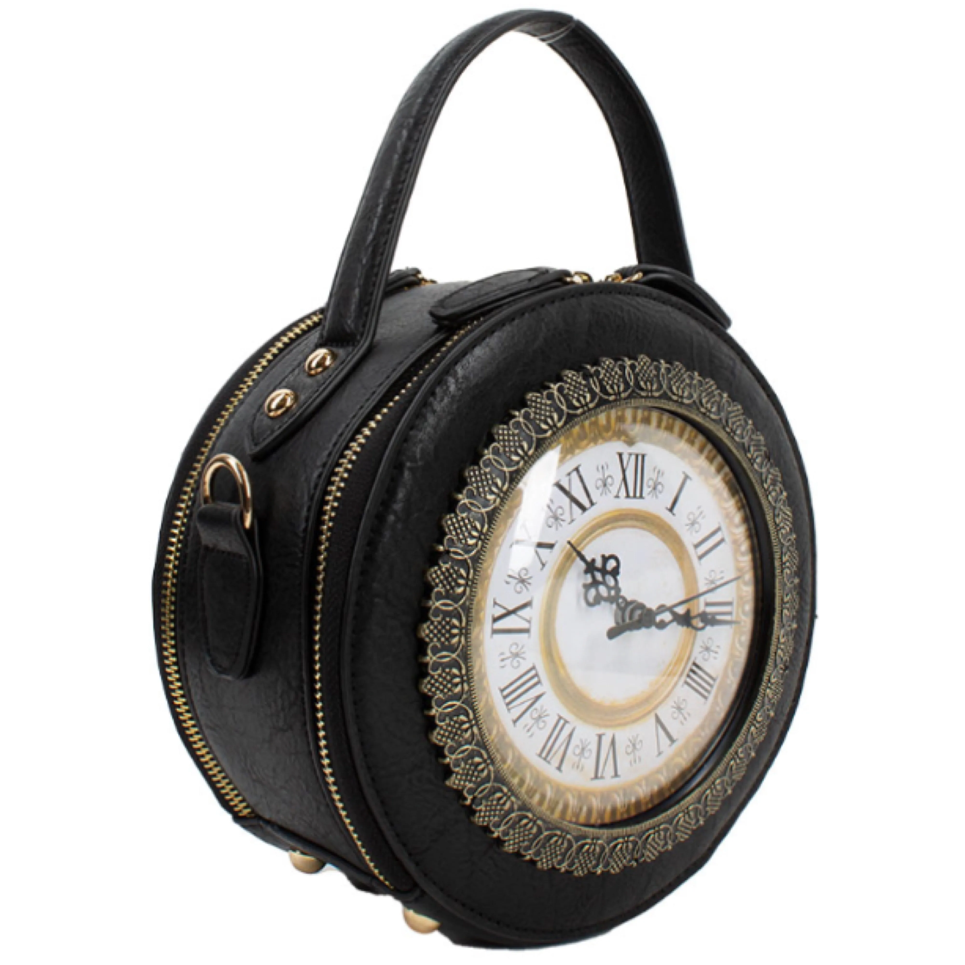Black Vintage Clock Handbag