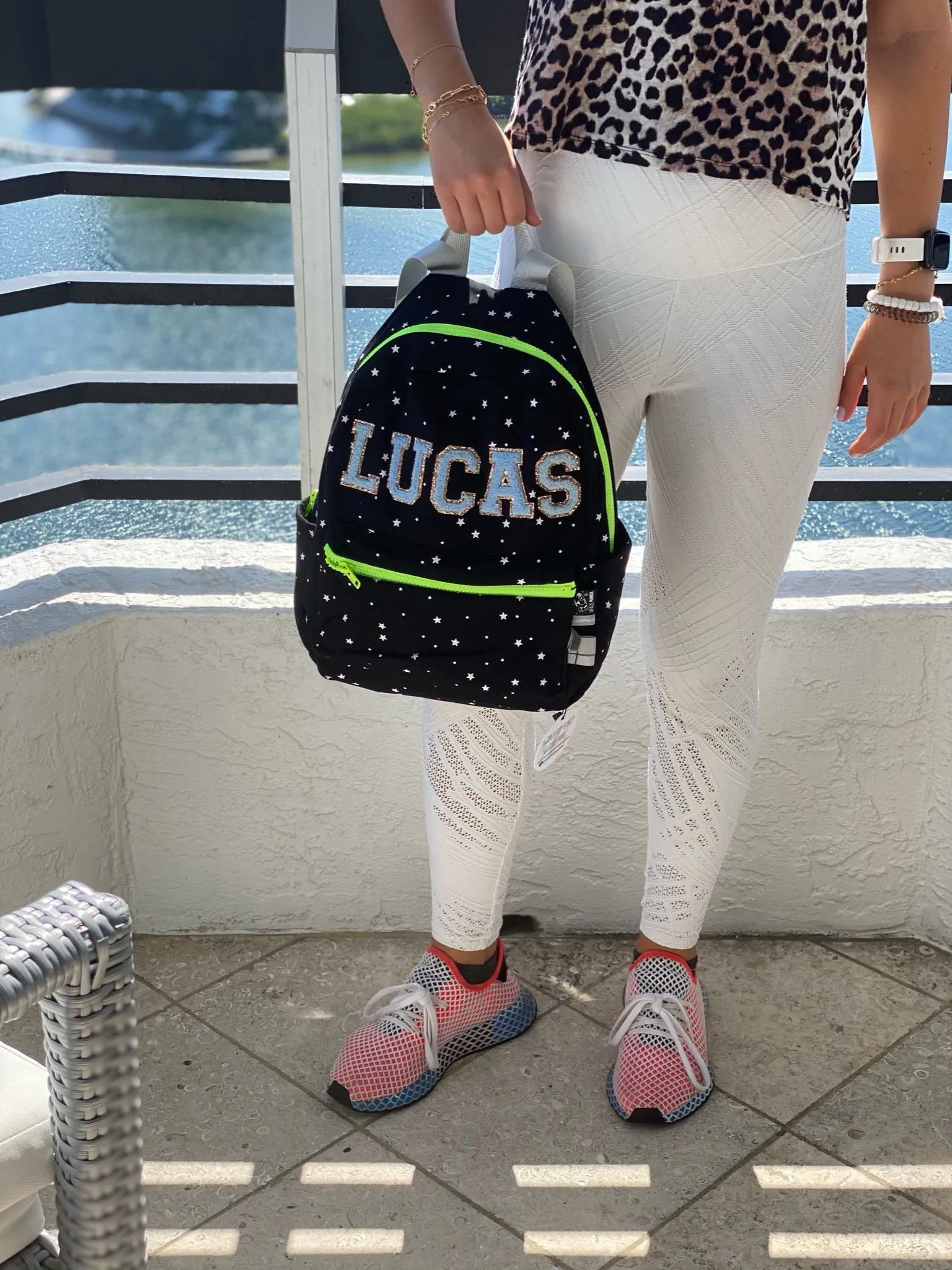 Black With White Stars Backpack