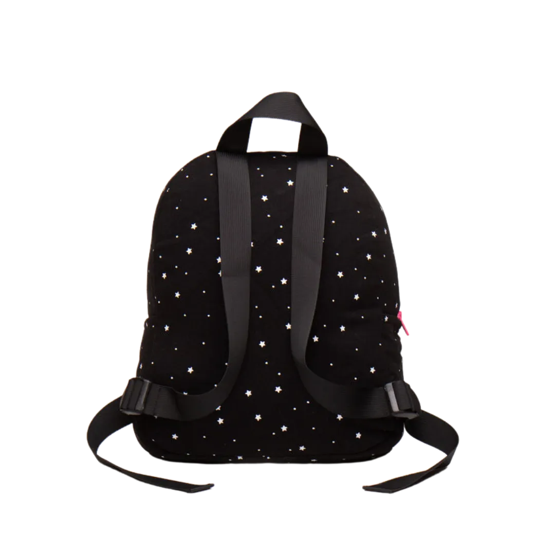 Black With White Stars pink zipper Backpack